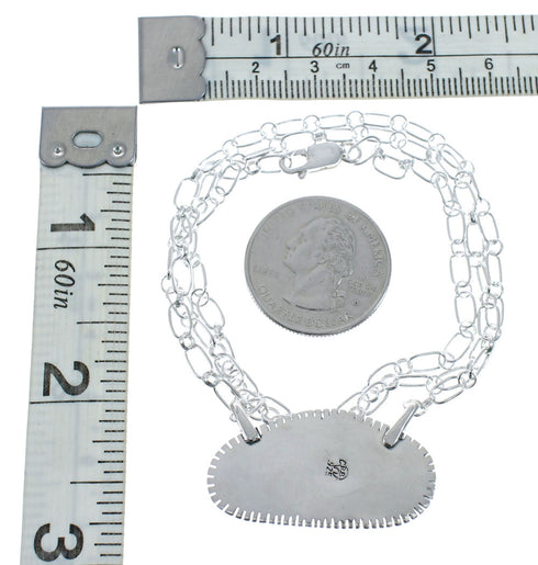 Native American Sterling Silver Turquoise Chain Pendant Necklace JX128953